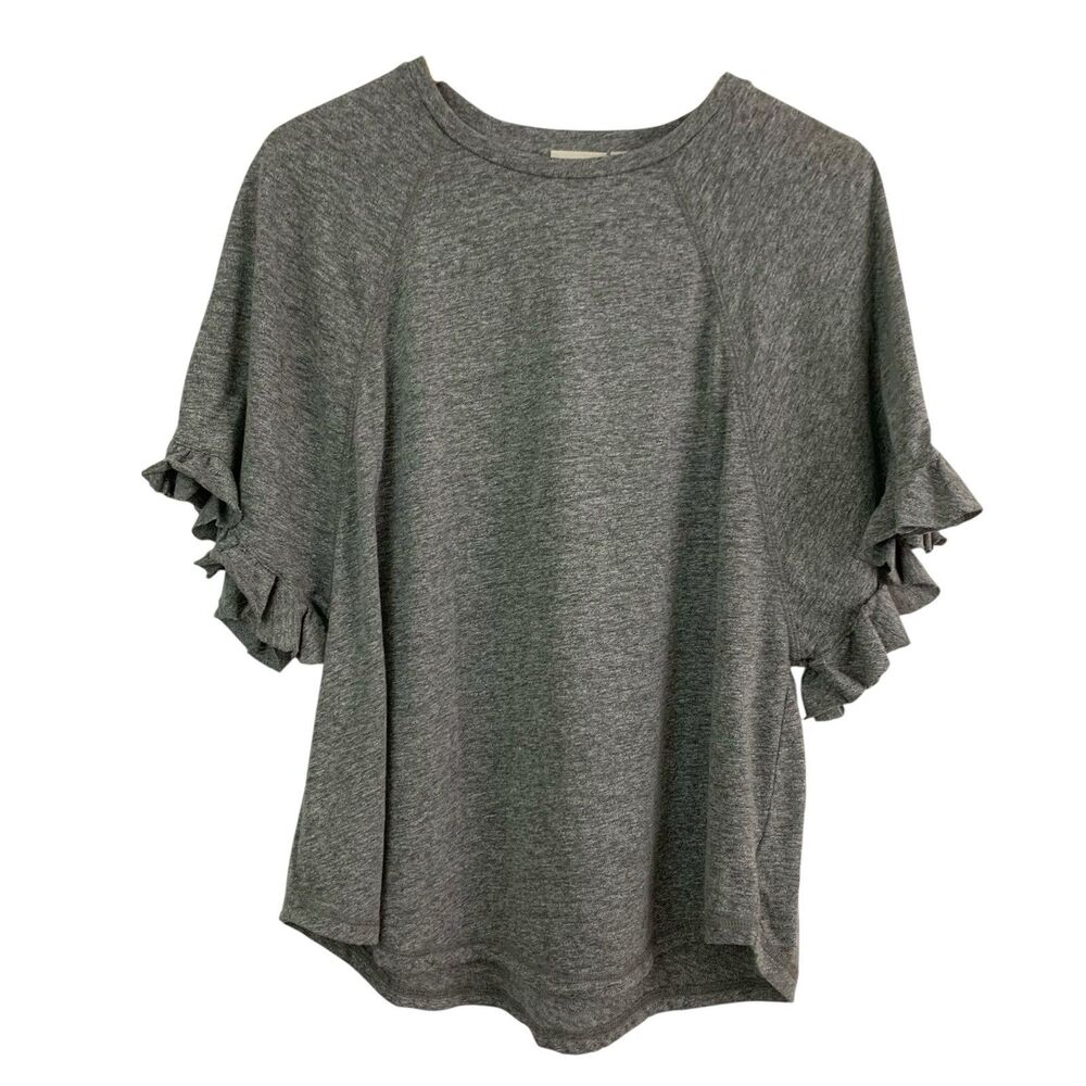 AG Adriano Goldschmied Women’s M Short Sleeve T-Shirt Gray Ruffle Sleeve Tee